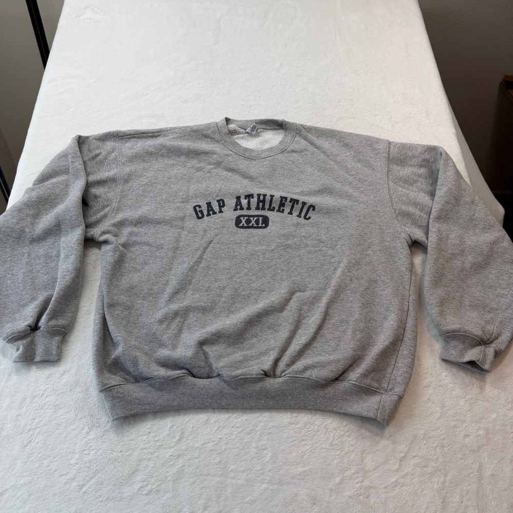 Gap Athletic Sweatshirt Mens M Gray Good Vintage Crewneck Made in USA XXL Print
